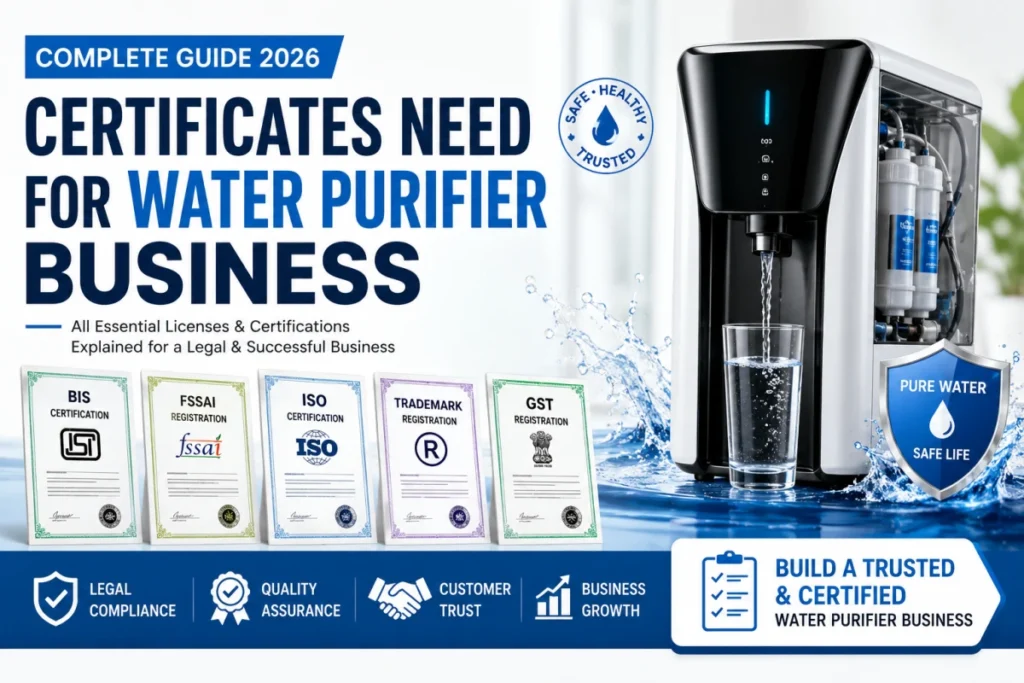 certificates need for water purifier business